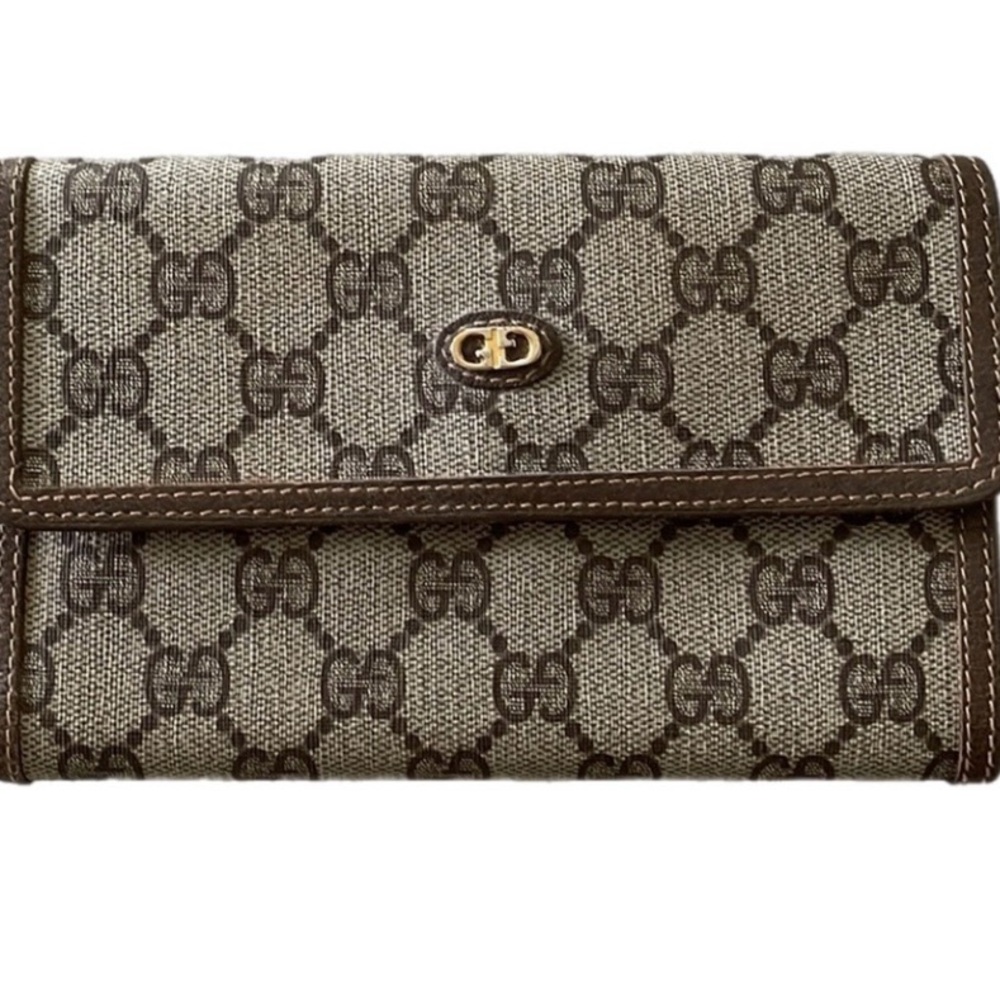 Gucci Brown/Tan GG Monogram Leather Wallet